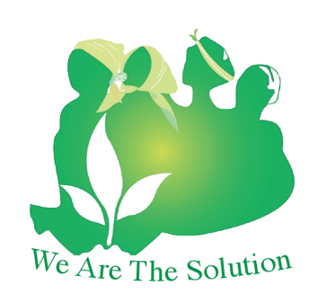 The logo of We Are The Solution with green silhouettes of four rural woment
