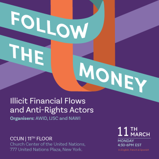 Image to promote the event Follo the Money for AWID at CSW68